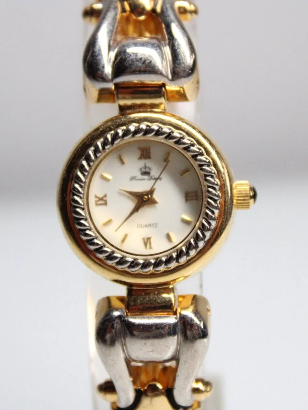 Premier Designs Women's Quartz Watch Two Tone Bracelet White Dial Roman Numerals